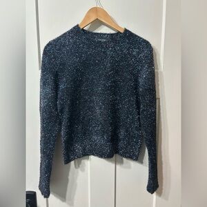 - Banana Republic Blue pink black  Metallic Crewneck Fuzzy textured Sweater